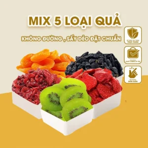 Mix trái cây sấy dẻo không đường hũ 500g gồm 5 loại hoa quả sấy dẻo tốt cho bà bầu, ăn vặt văn phòng, ăn kiêng giảm cân.