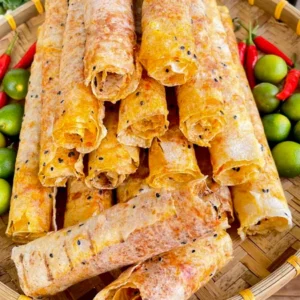 Bánh Tráng Nướng Cuộn Mắm Tép Chà Bông Anh Bảy Mập